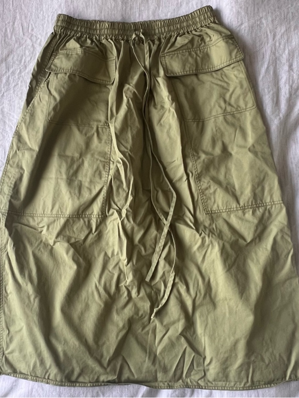 Tory Burch Olive Utility Drawstring Midi Skirt